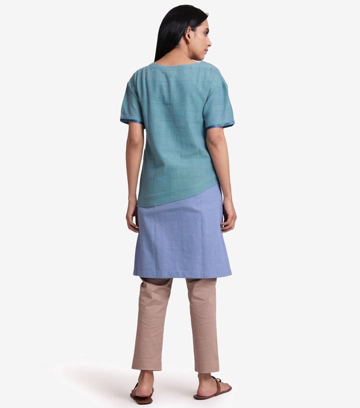 Blue khadi kurta