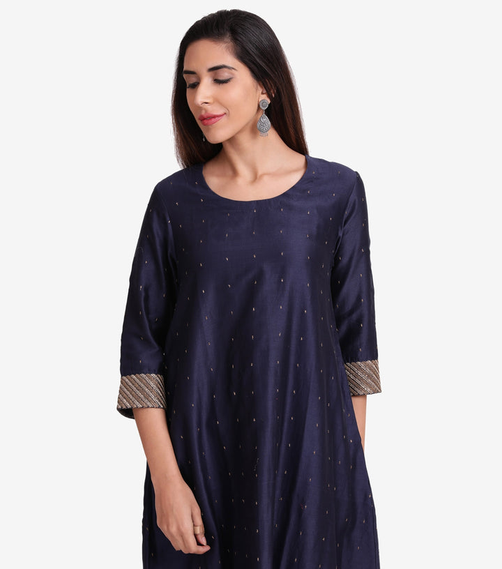 Navy chanderi kurta