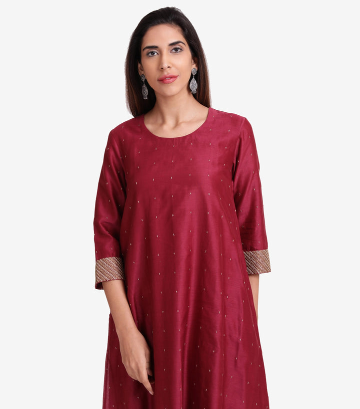 Wine chanderi kurta