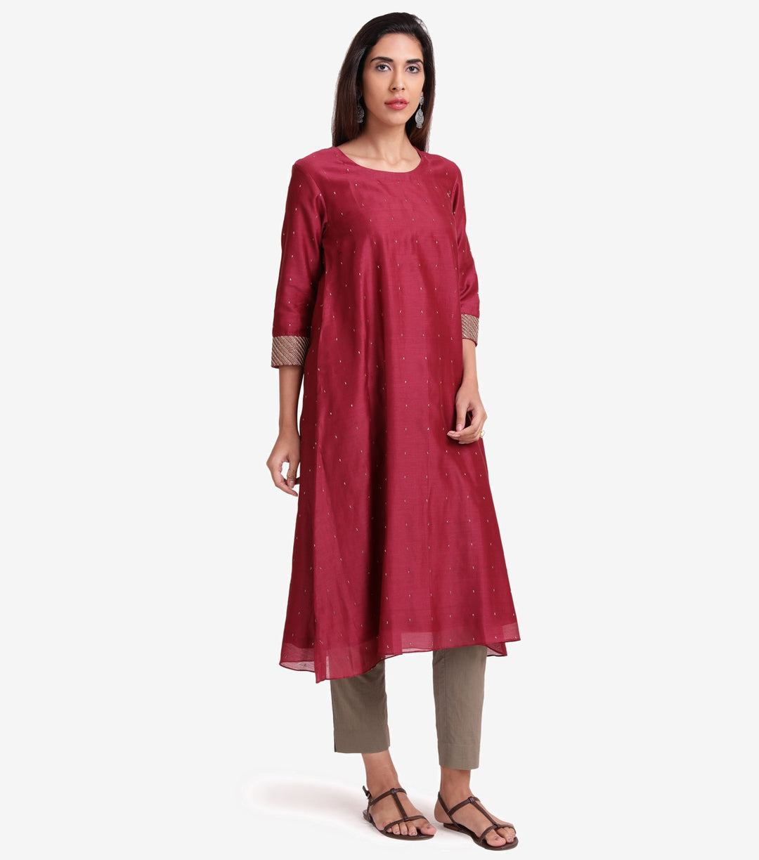 Wine chanderi kurta