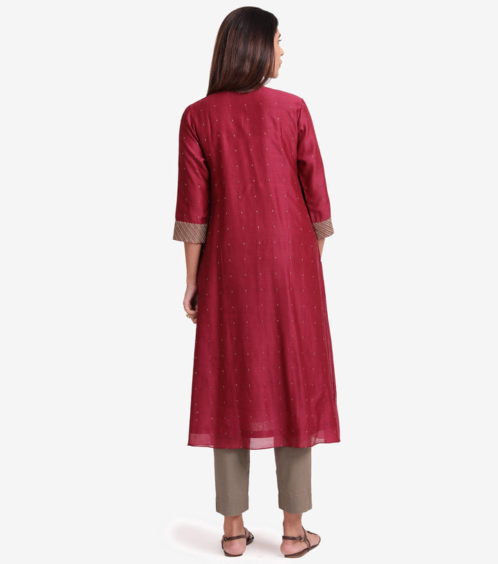 Wine chanderi kurta