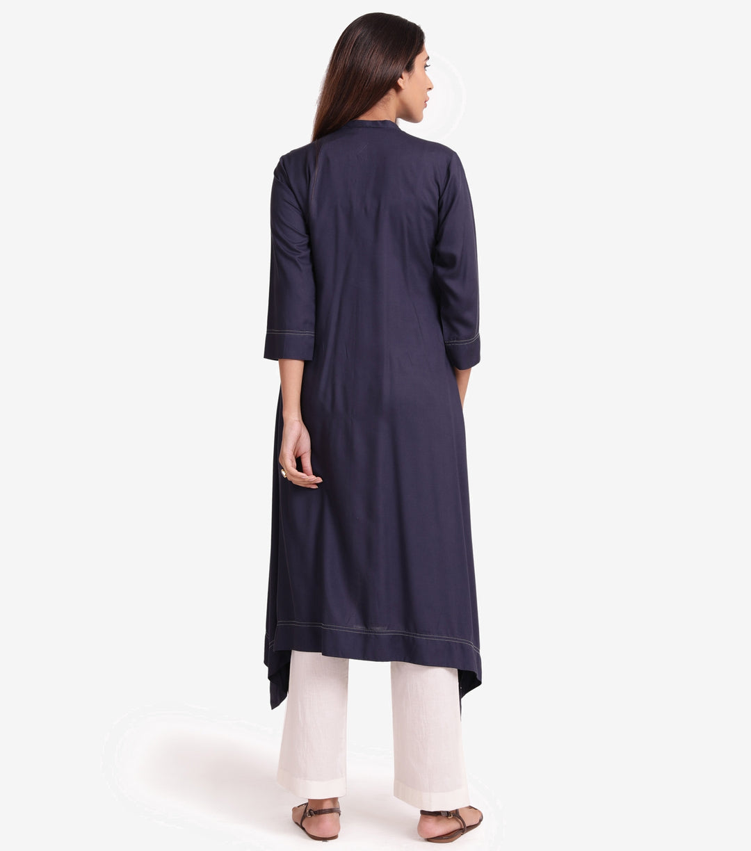 Navy cambric solid kurta