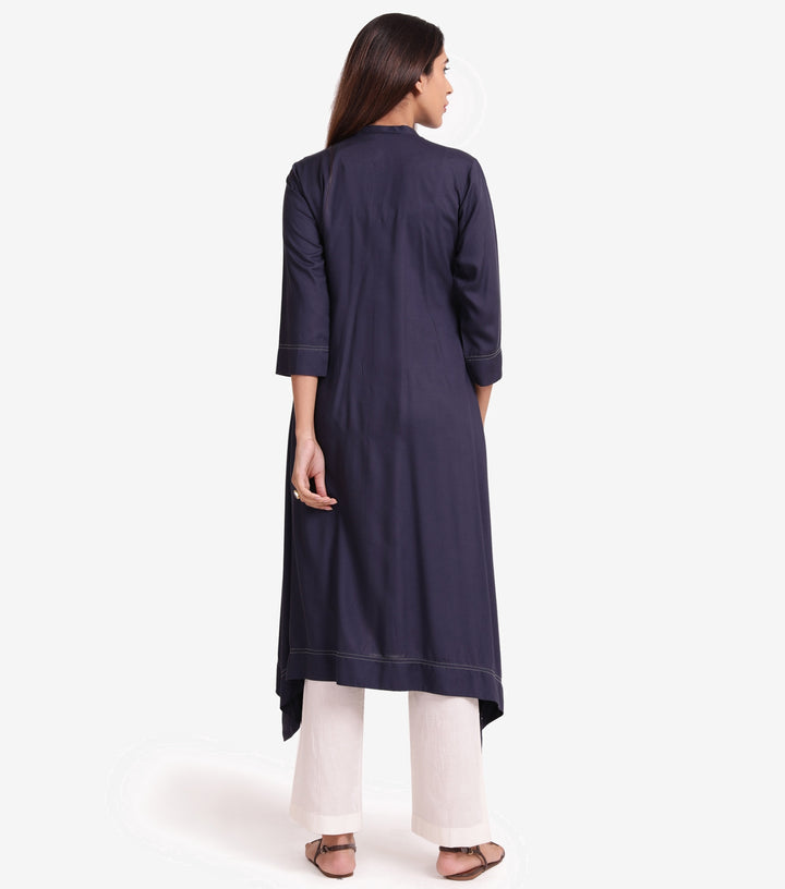 Navy cambric solid kurta