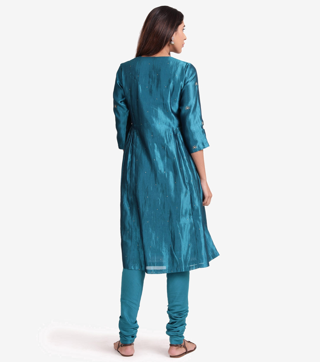 Turquoise Dupion Silk Kurta & Cotton Churidaar set