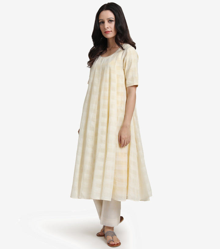 Natural flared cotton kurta