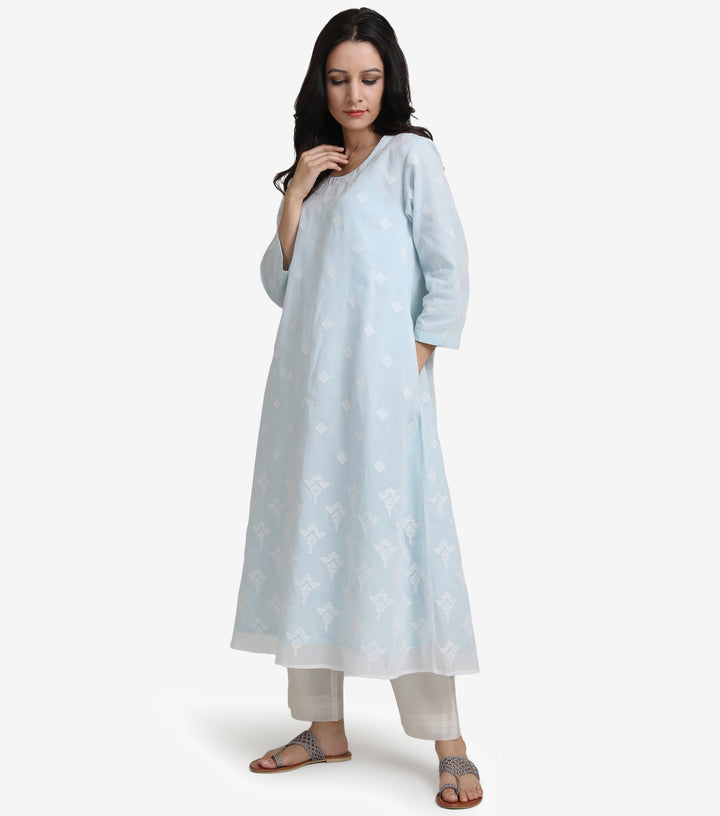 Fresh summer cotton blue kurta