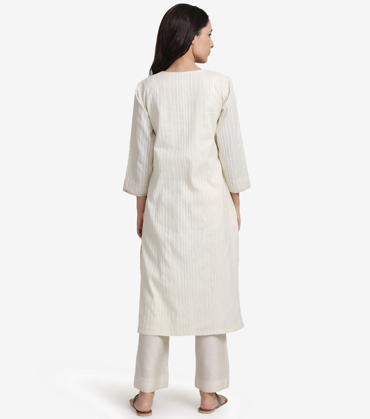 Natural solid cotton kurta