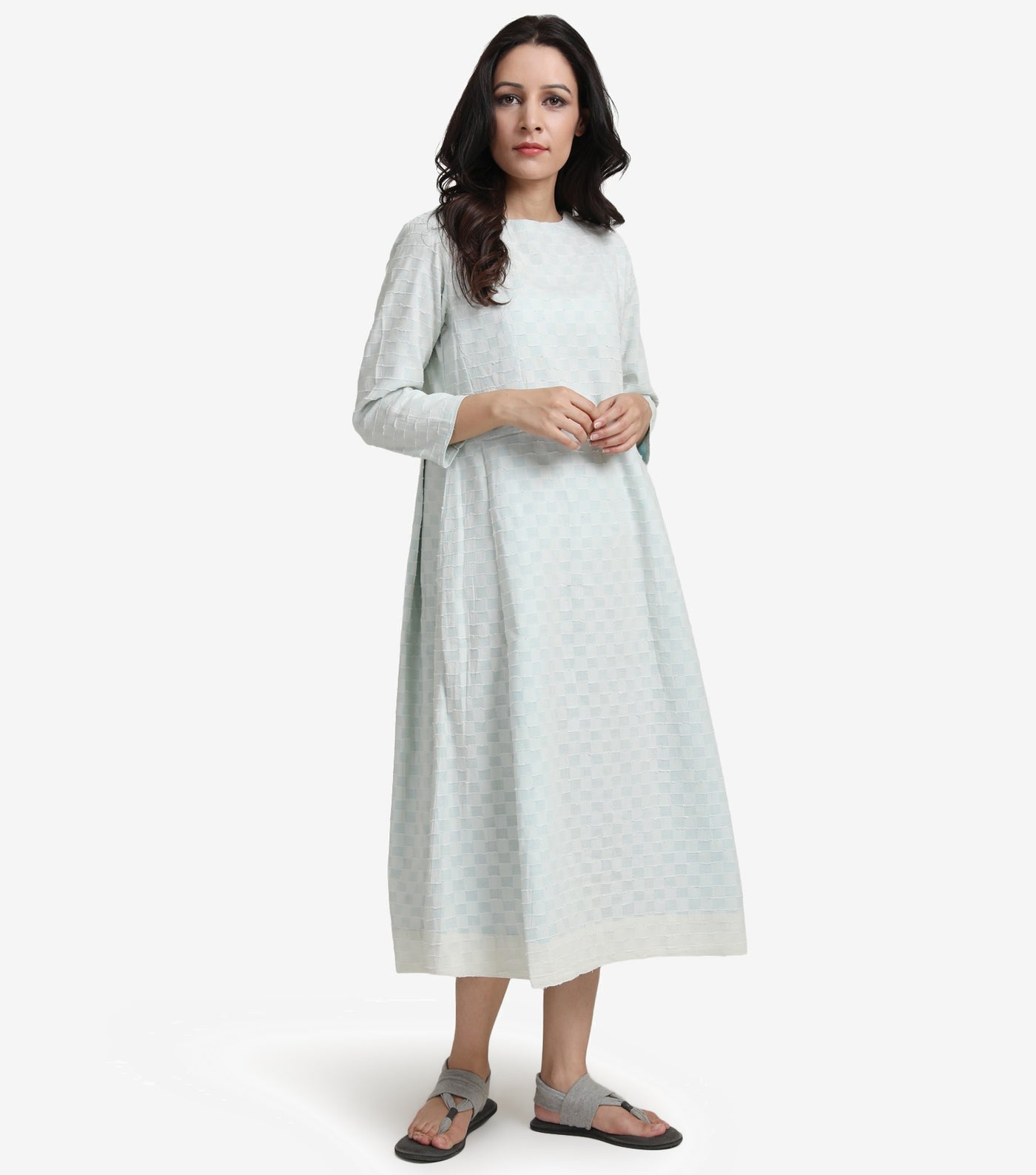 Natural textured cotton dress