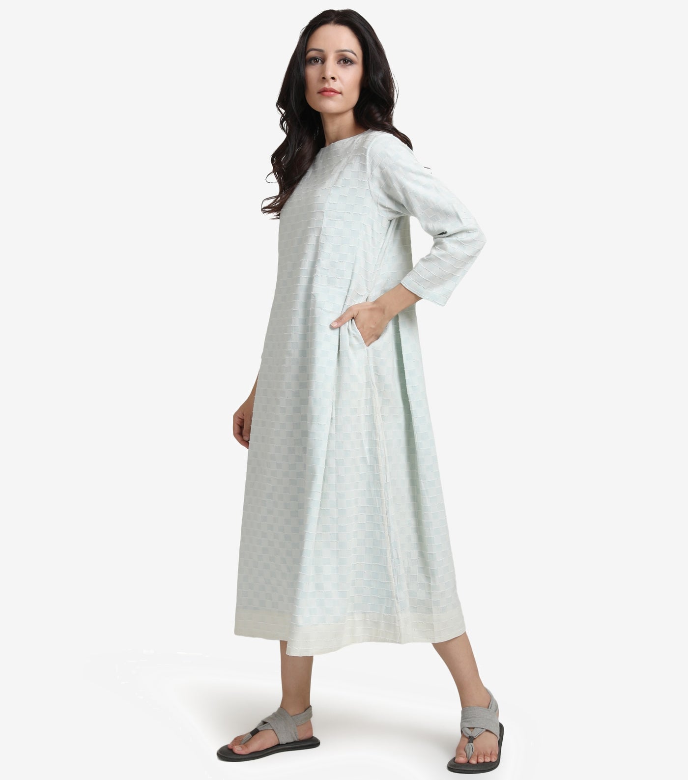 Natural textured cotton dress