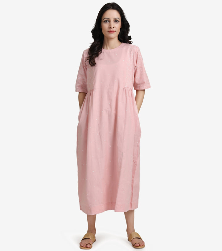 Pink cotton linen dress