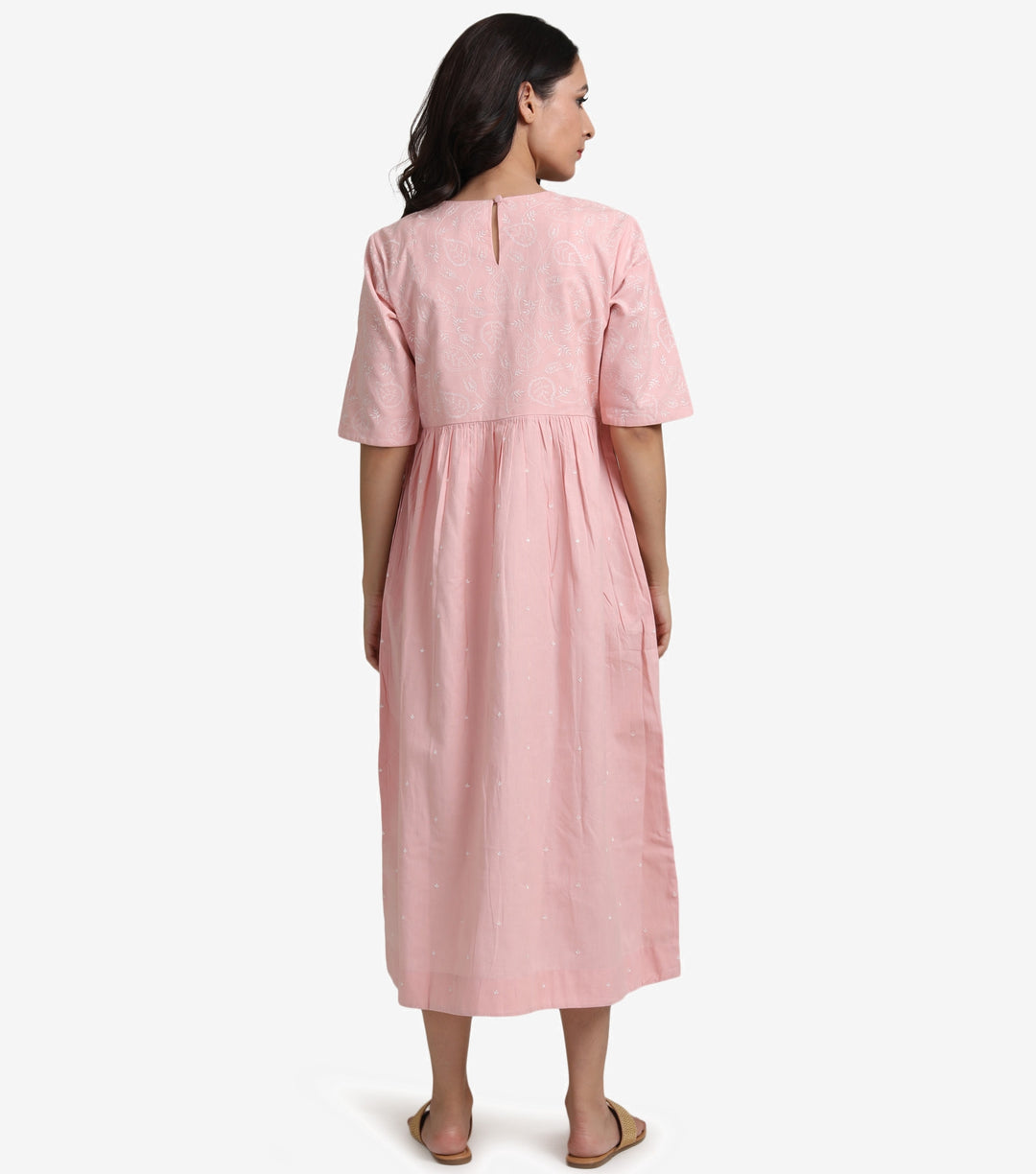 Pink cotton linen dress