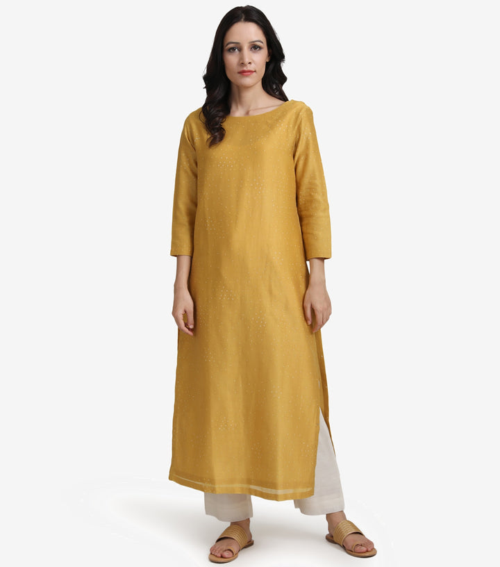 Mustard chanderi kurta