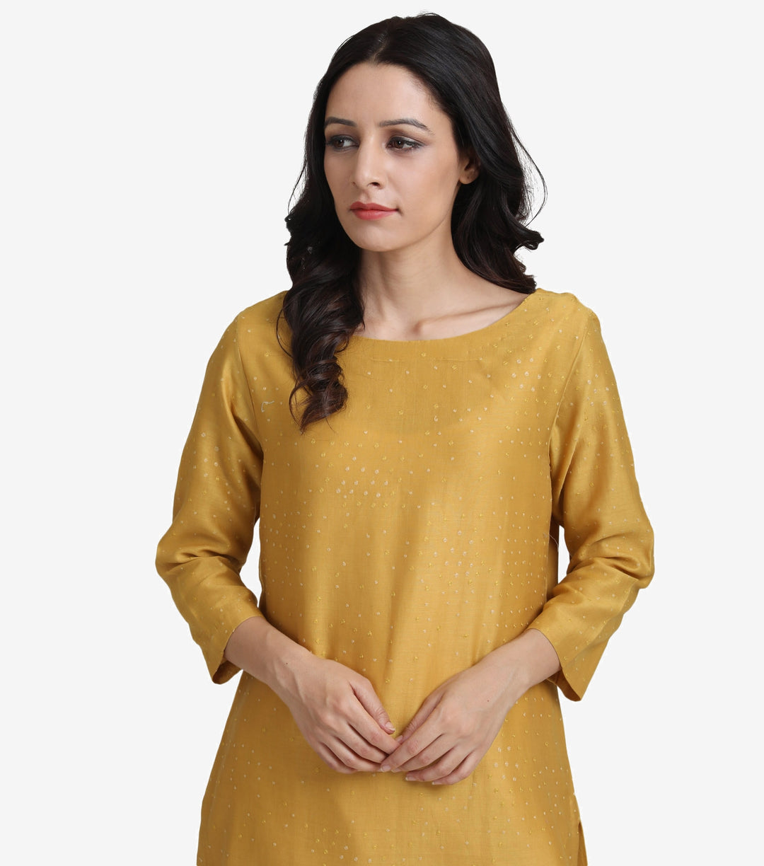 Mustard chanderi kurta