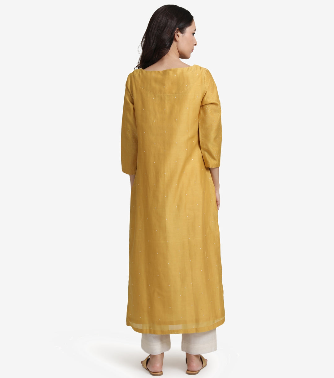 Mustard chanderi kurta