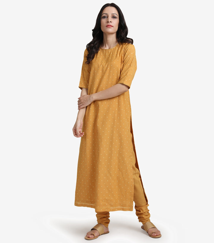 Mustard Chanderi Suit Set