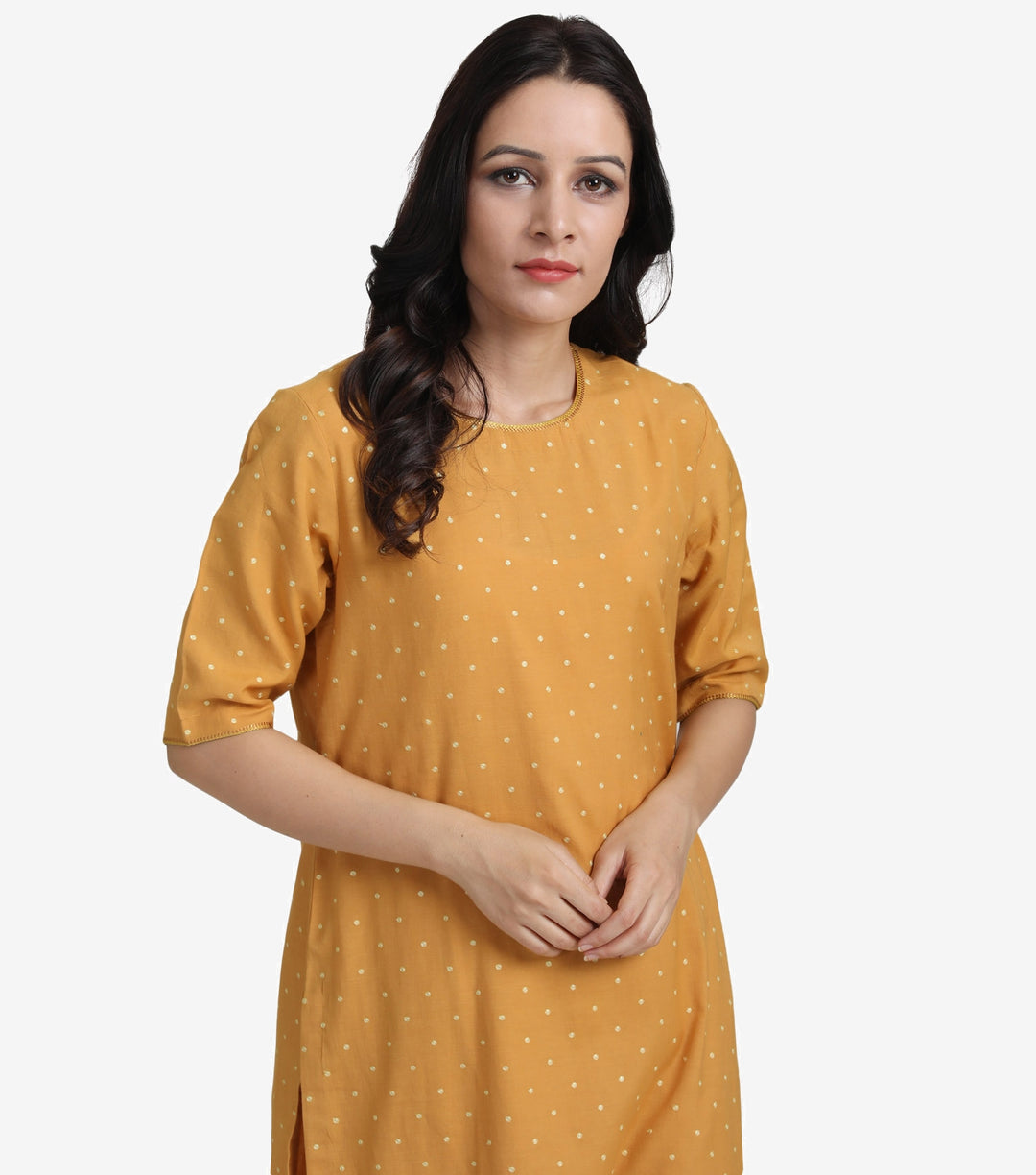 Mustard Chanderi Suit Set