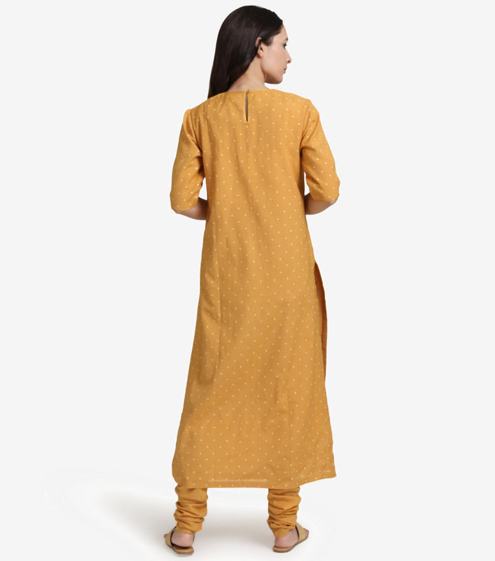 Mustard Chanderi Suit Set