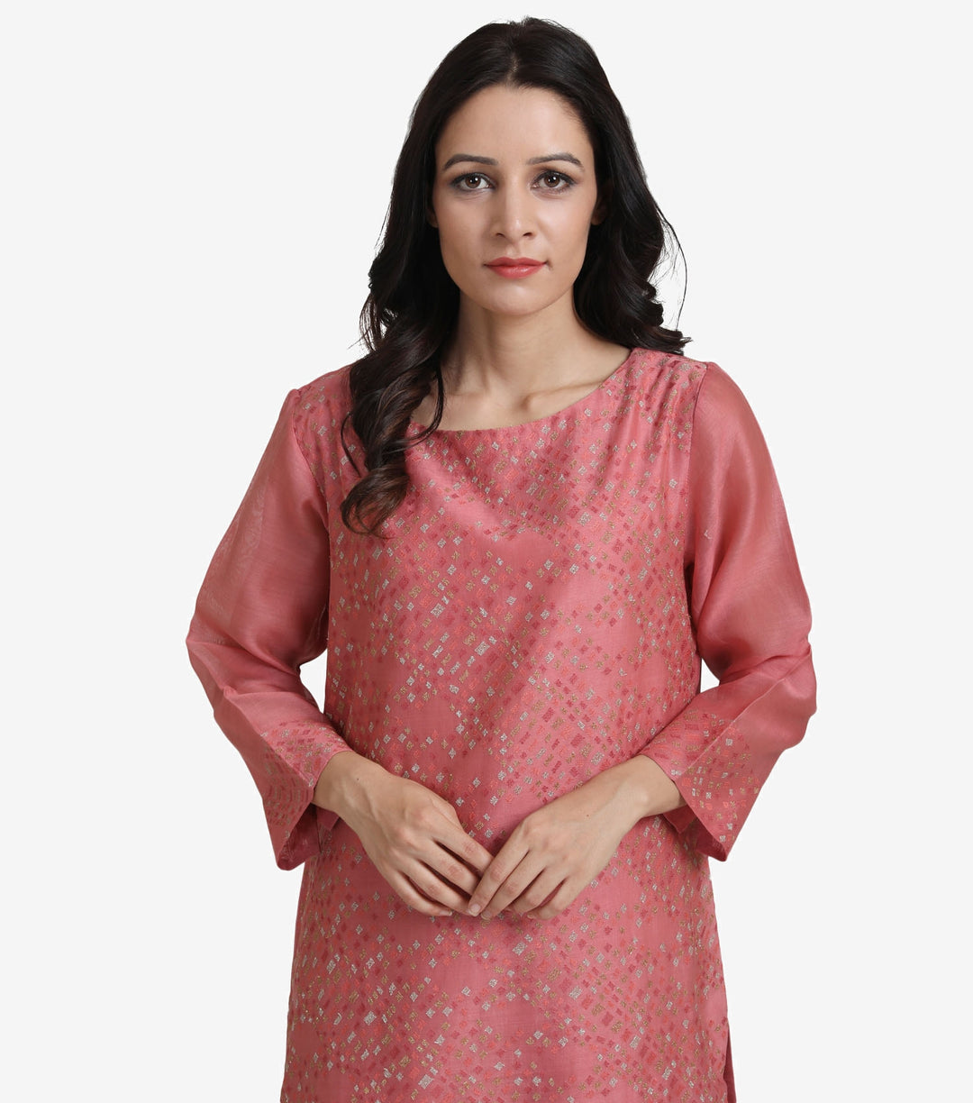 Dark Pink Embroidered Chanderi Suit set