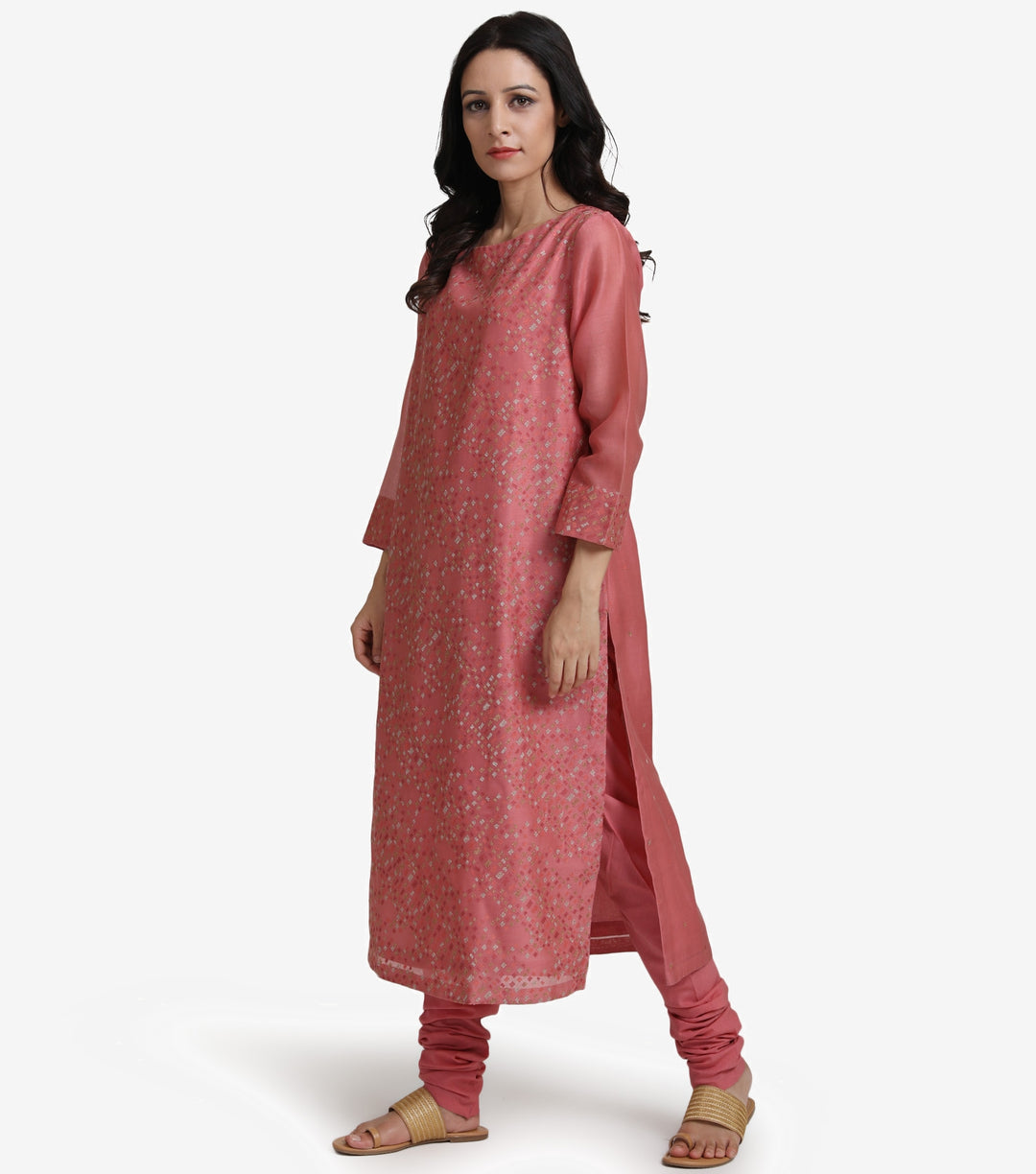 Dark Pink Embroidered Chanderi Suit set