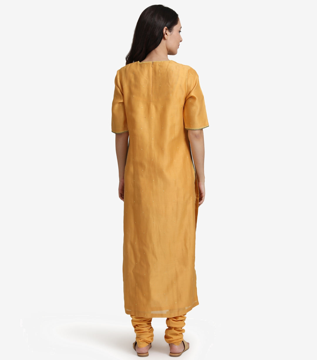 Mustard Chanderi Suit Set