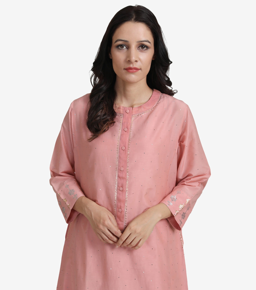 Peach Cotton Silk Suit Set