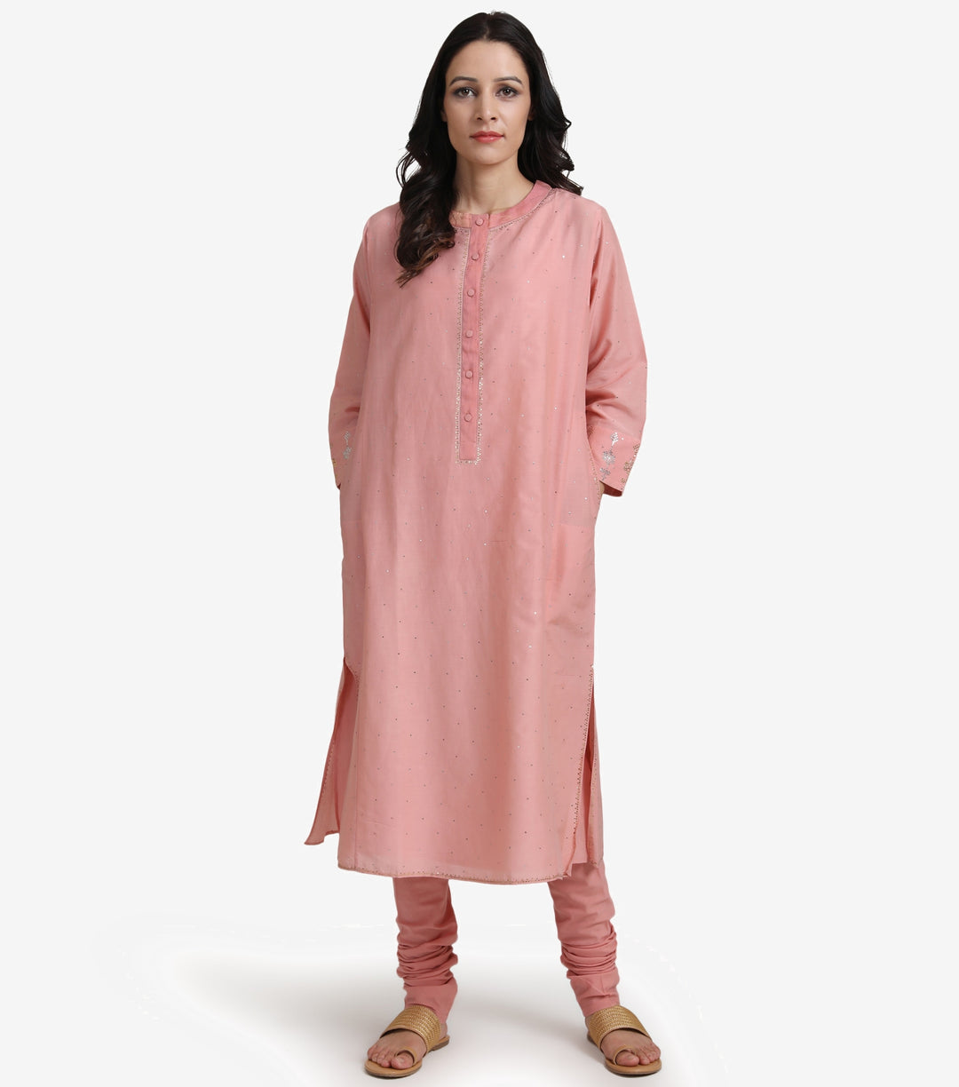 Peach Cotton Silk Suit Set