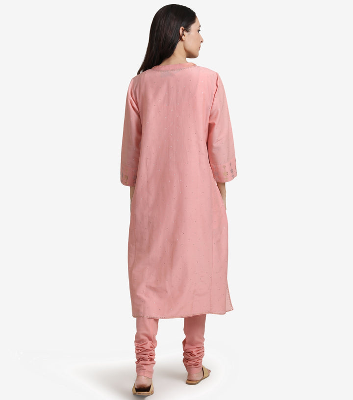 Peach Cotton Silk Suit Set