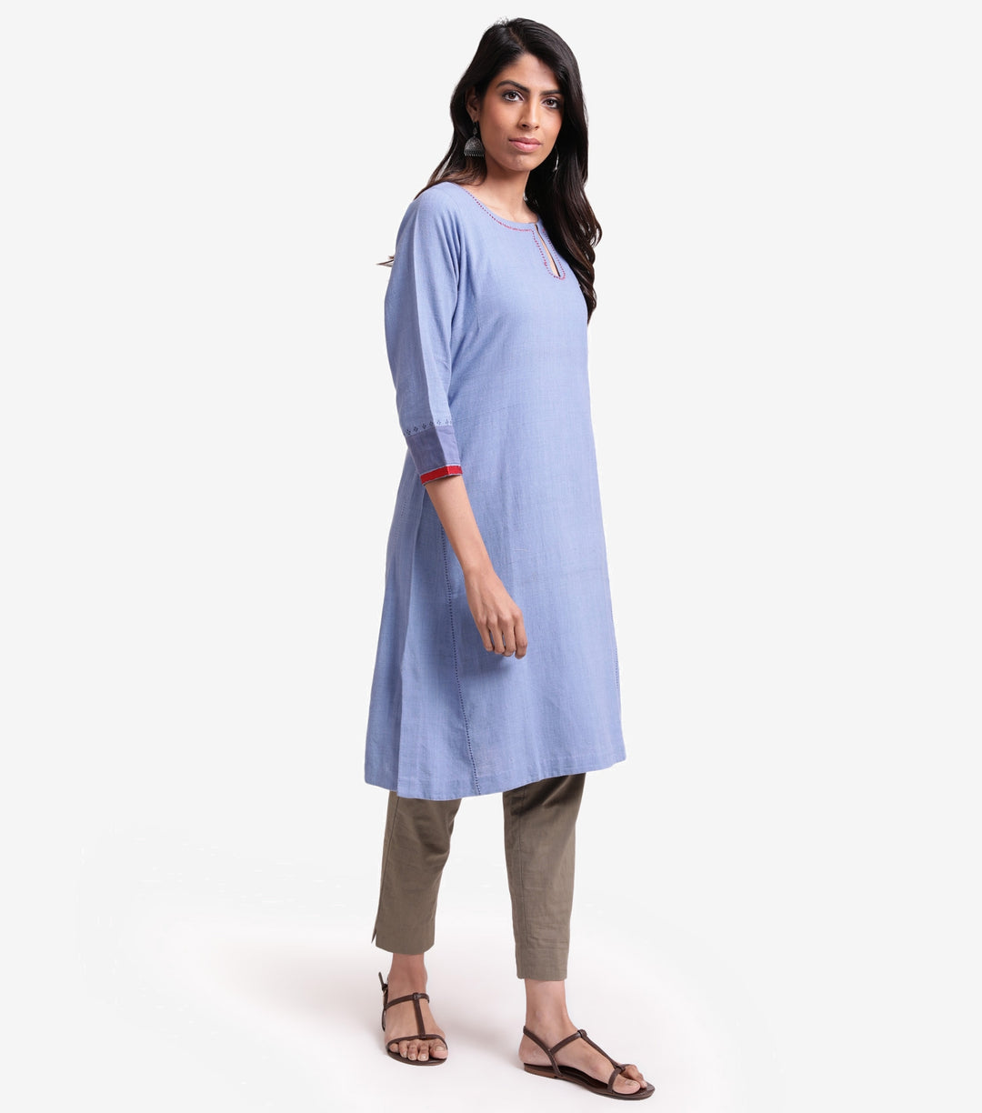 Blue khadi kurta