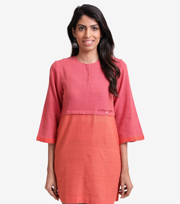 Pink orange color blocked tunic