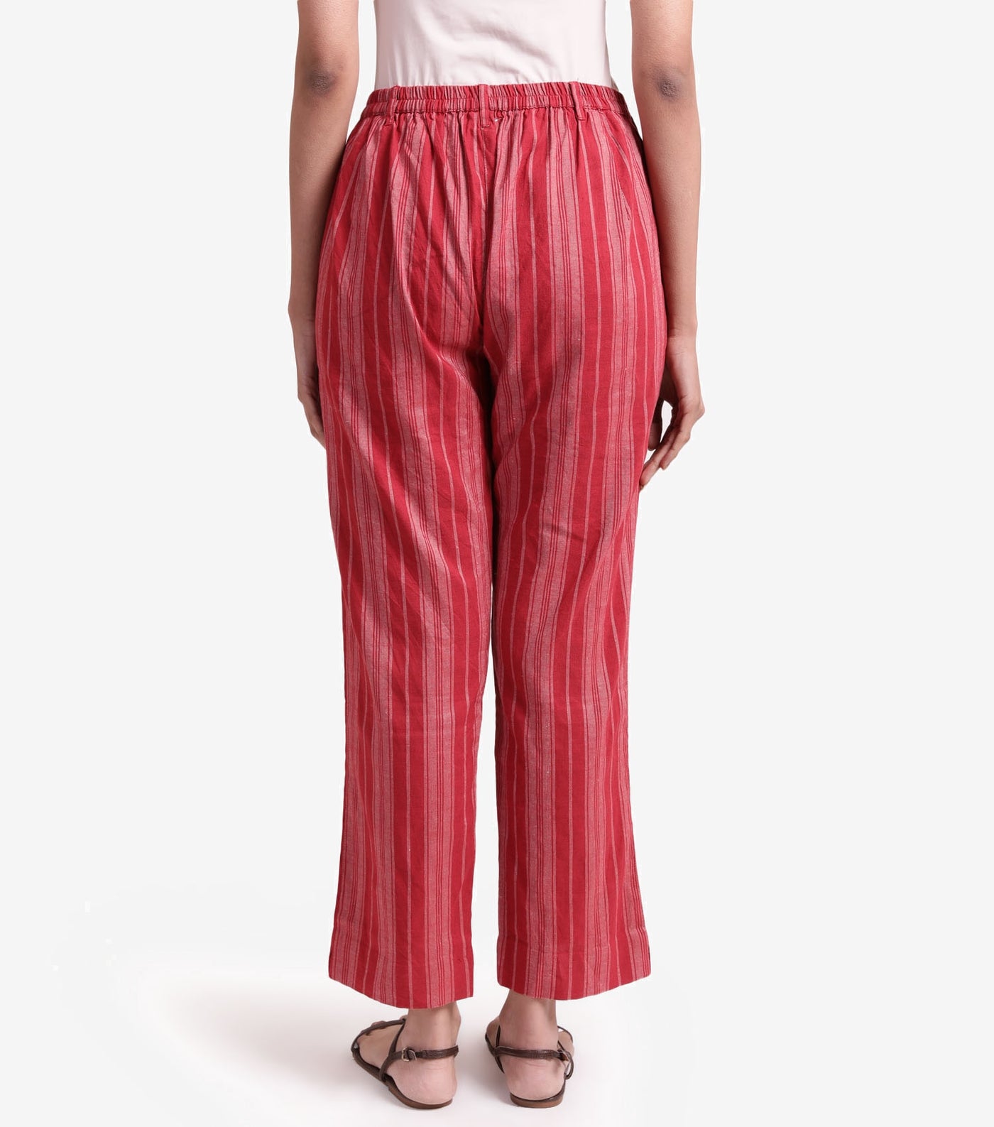 Red striped linen pant