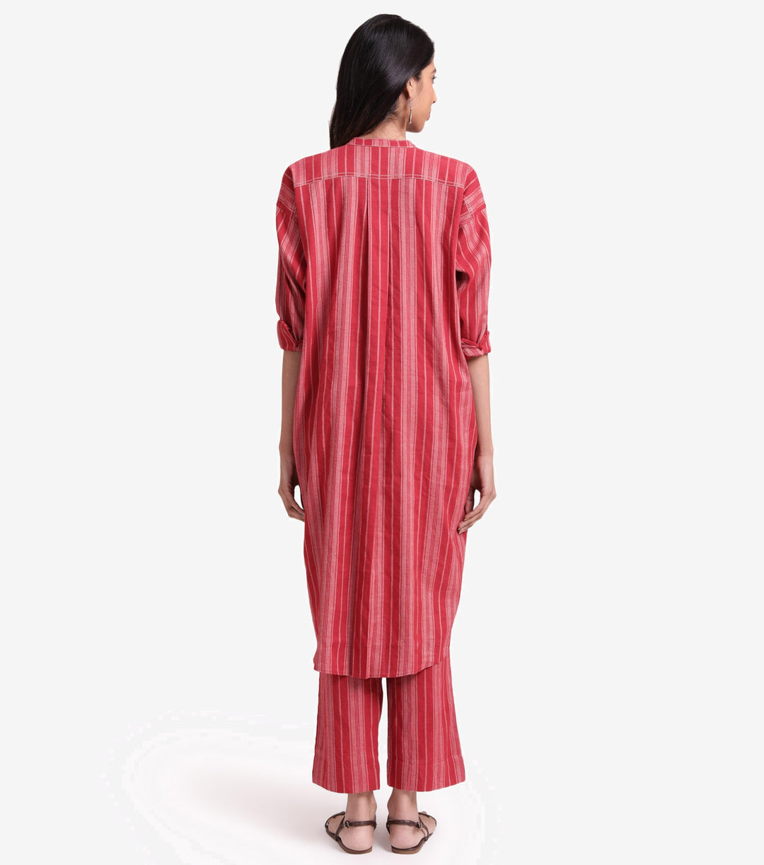 Red striped linen antifit kurta