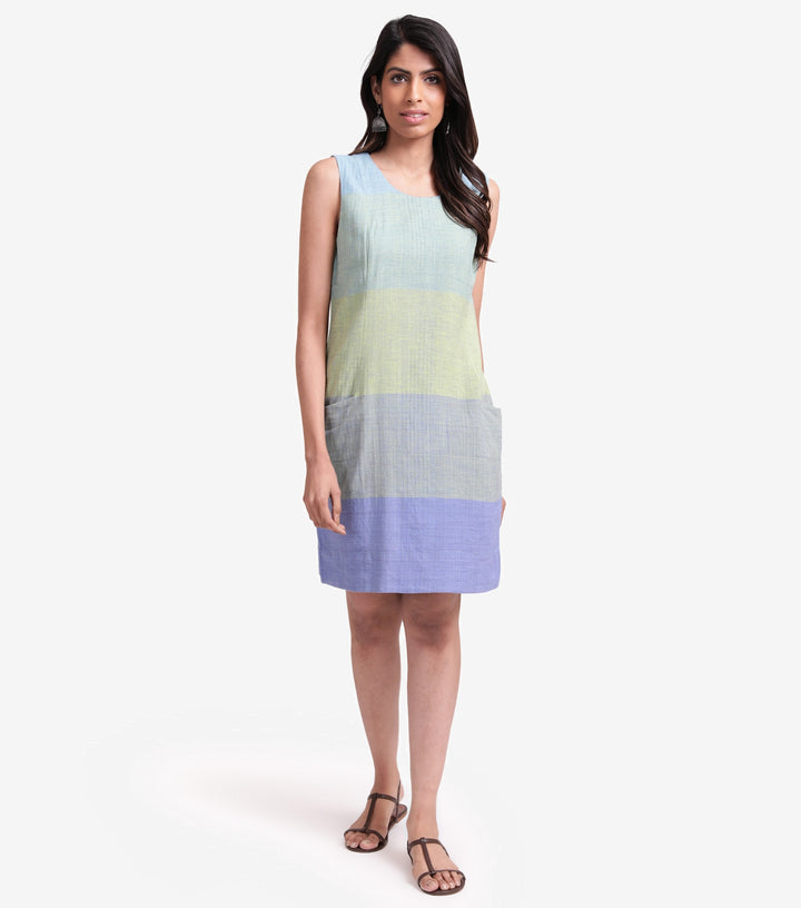 Color blocked khadi summer dress