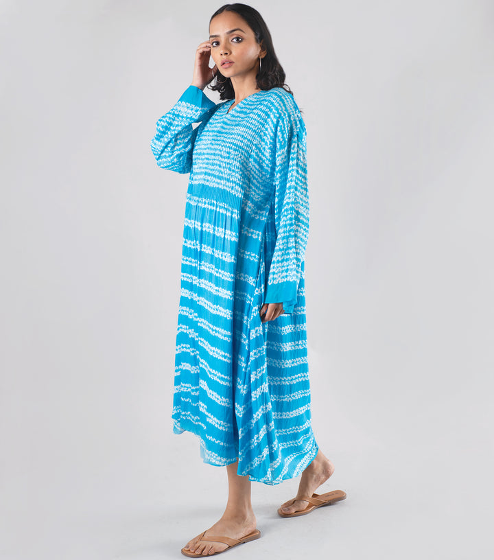 Blue Shibori Dye Viscose Kaftan