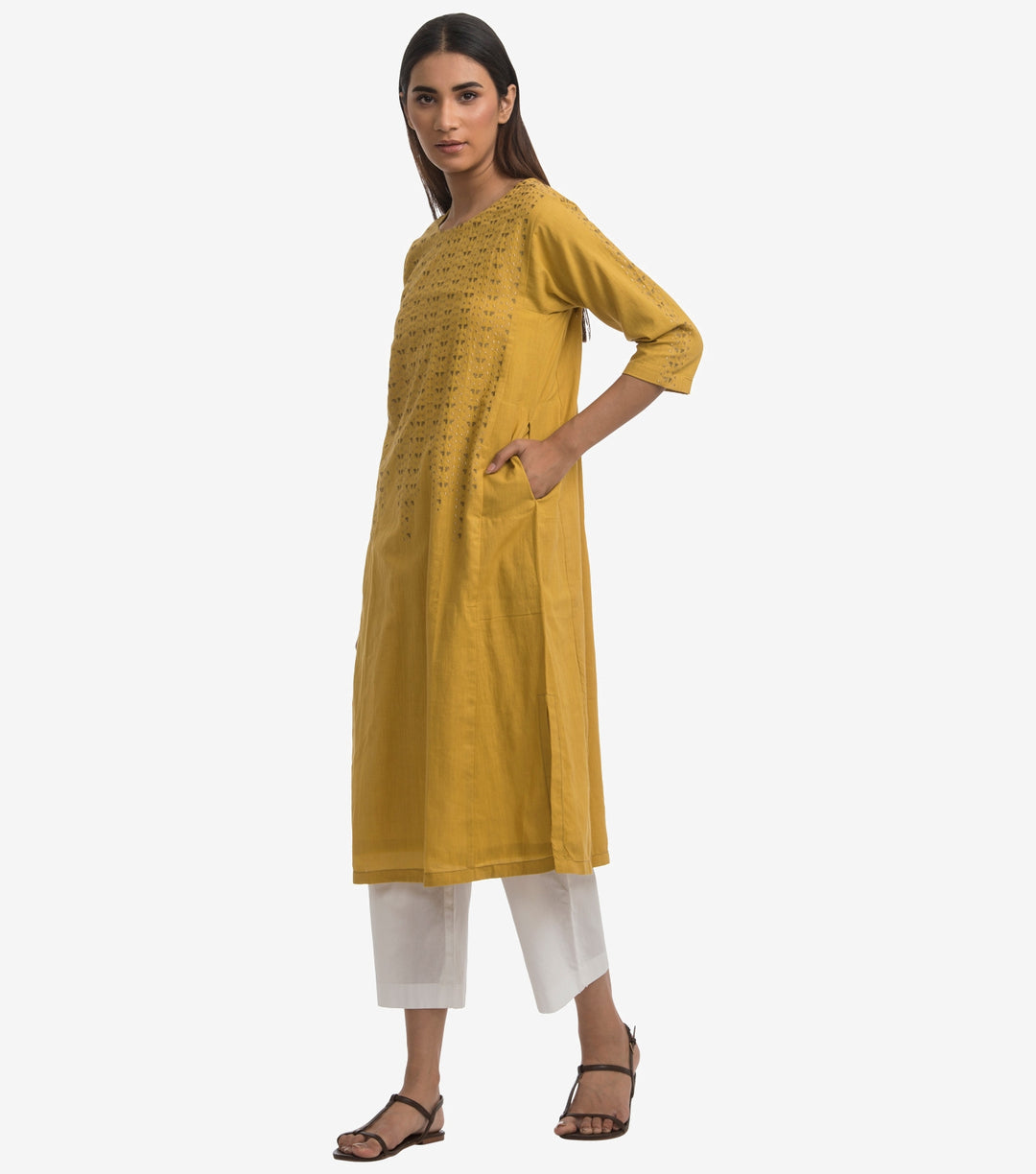 Yellow cotton kurta