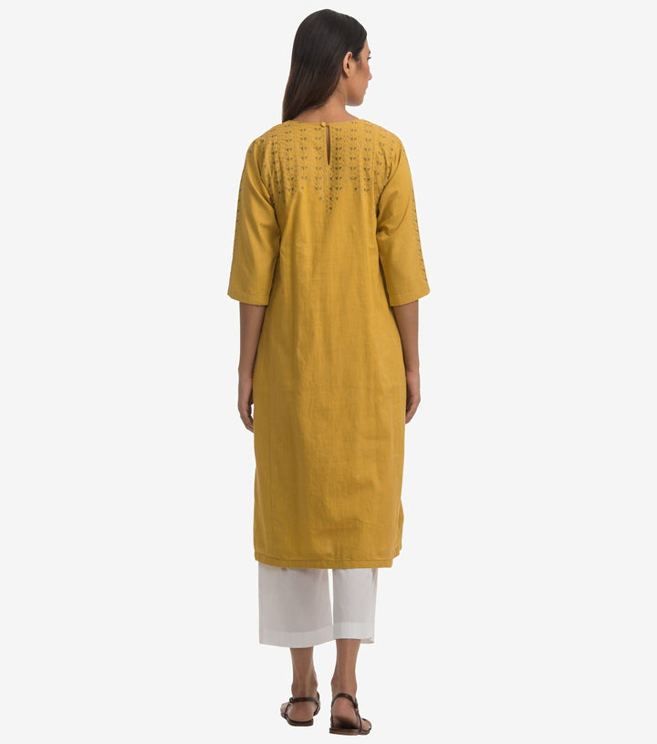 Yellow cotton kurta