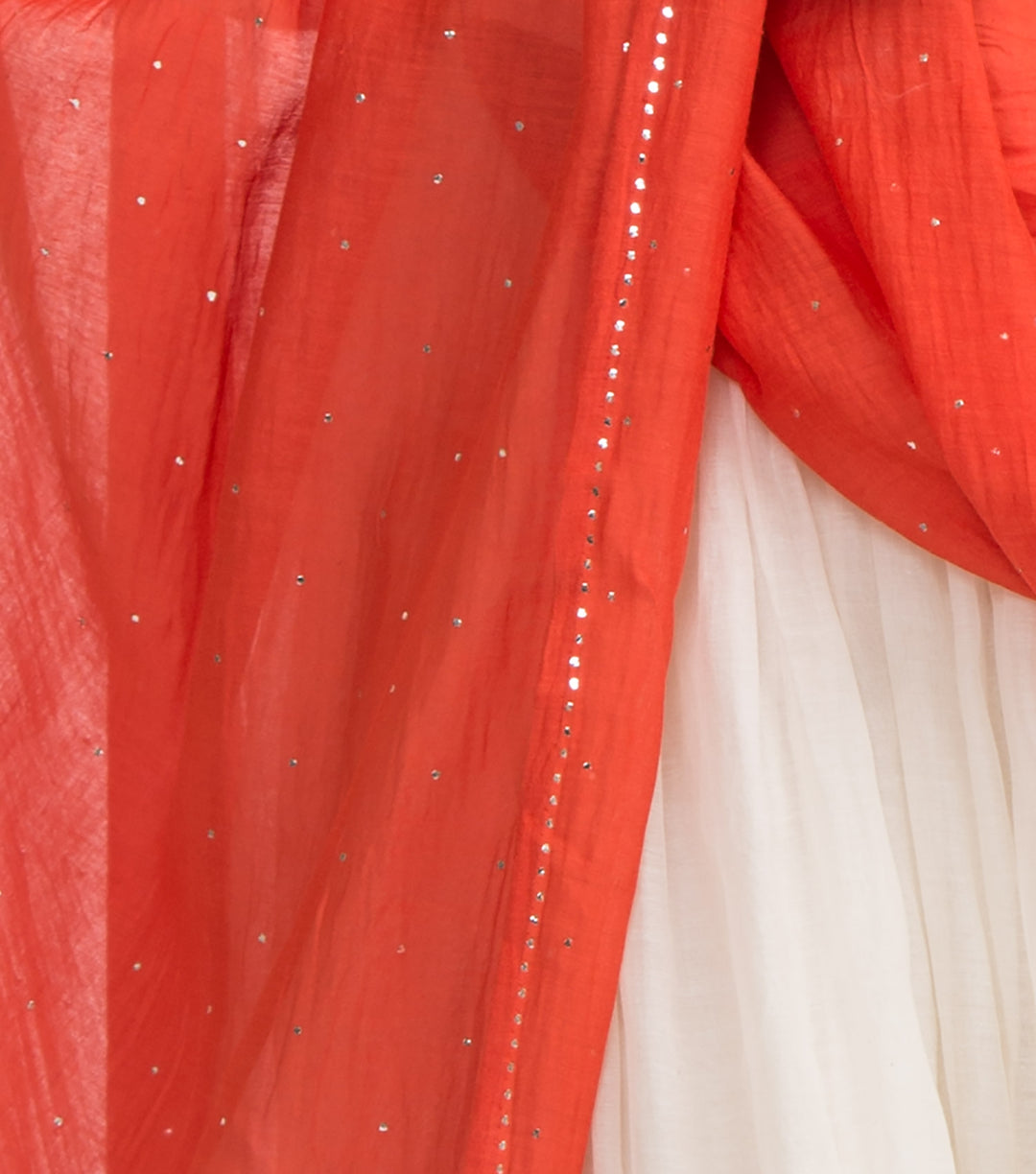 Orange Mukaish chanderi dupatta