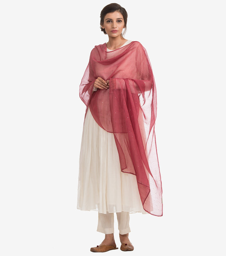 Pink Mukaish chanderi dupatta