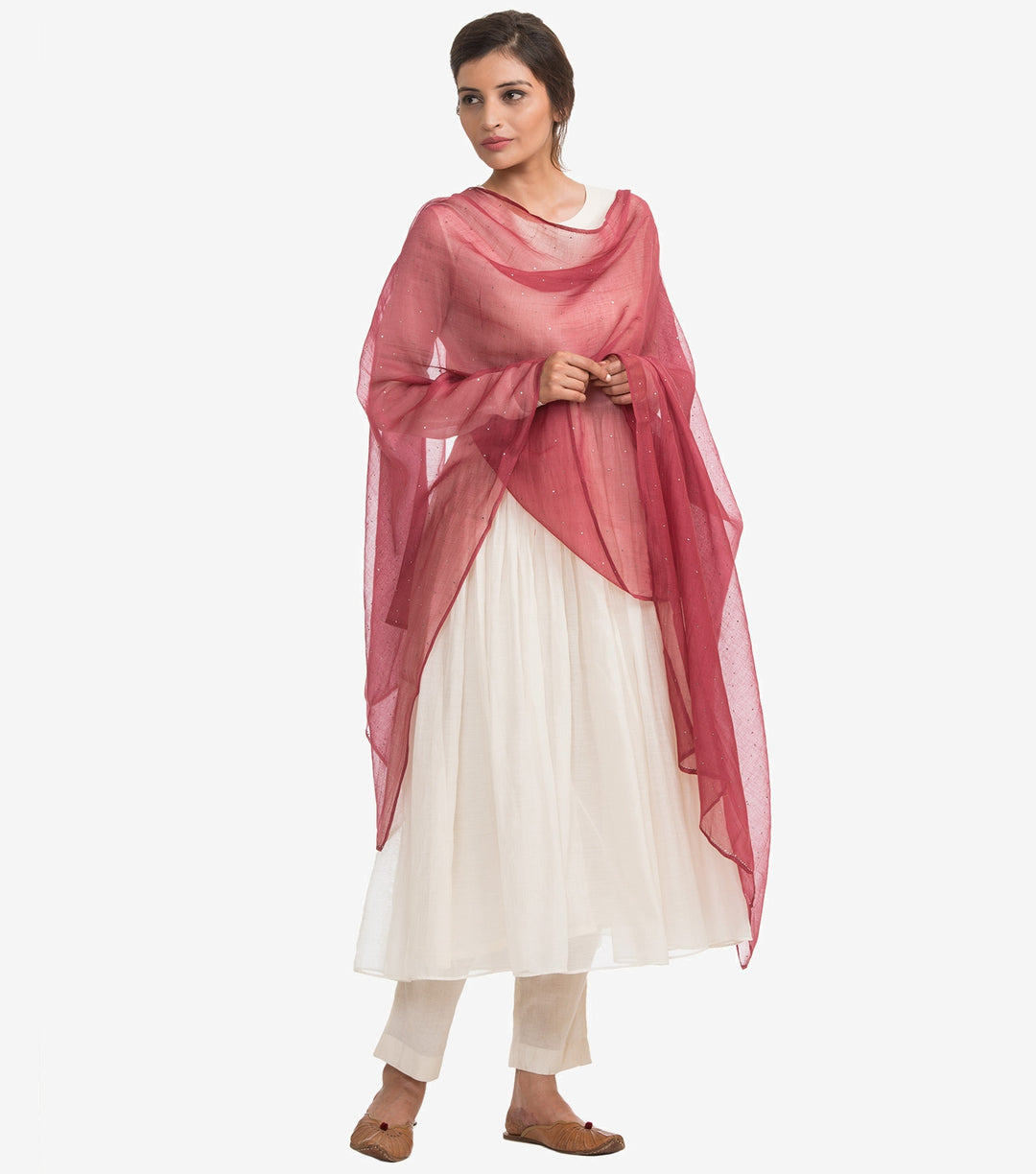 Pink Mukaish chanderi dupatta