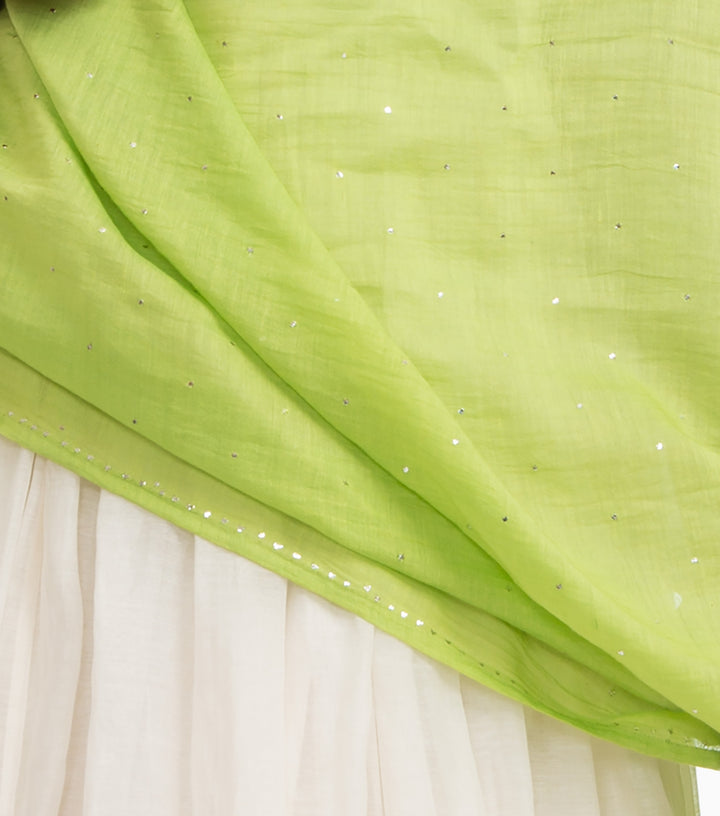 Lime Mukaish chanderi dupatta