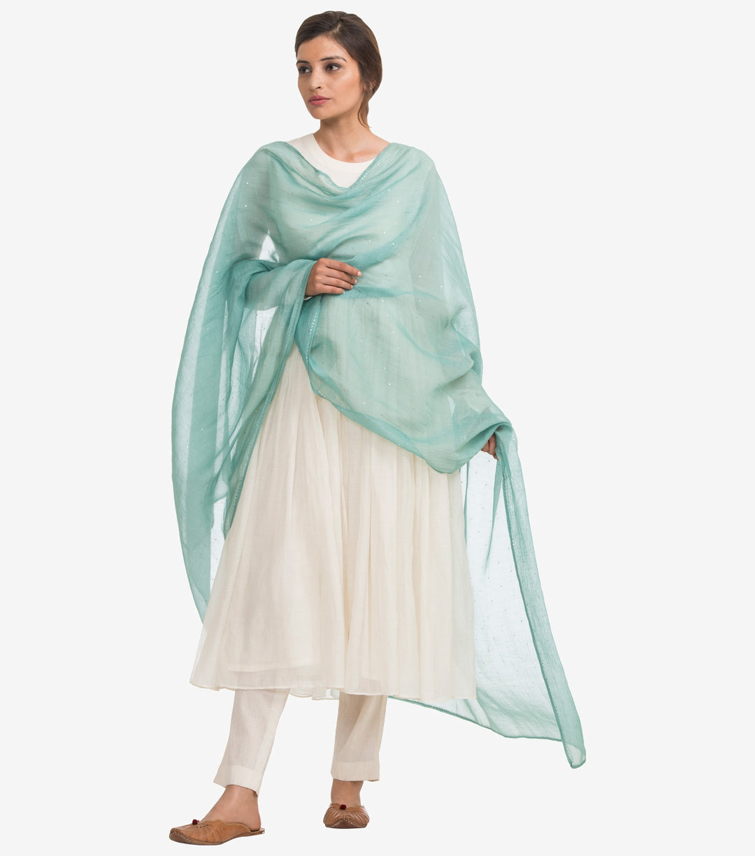 Green Mukaish chanderi dupatta