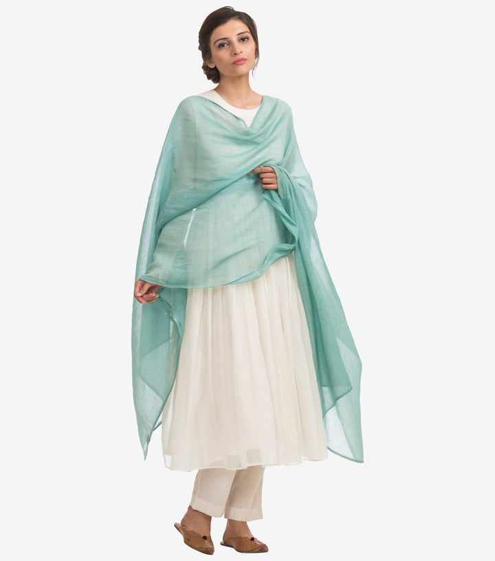 Green Mukaish chanderi dupatta