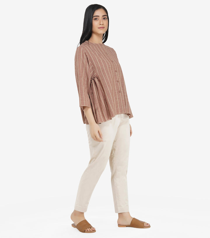 Beige khadi shirt top