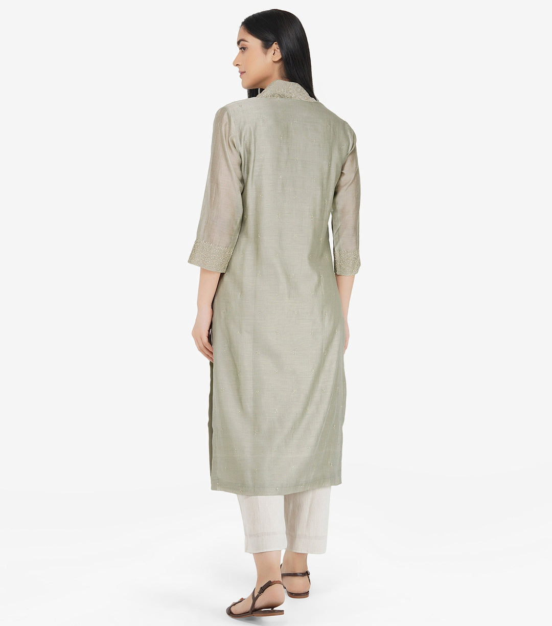 Pistachio Green Chanderi kurta & Dupatta set