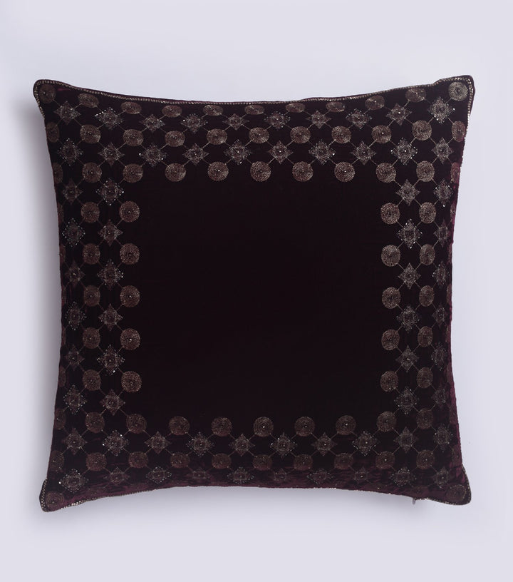 Liner Jaal Wine Velvet Cushion Cover