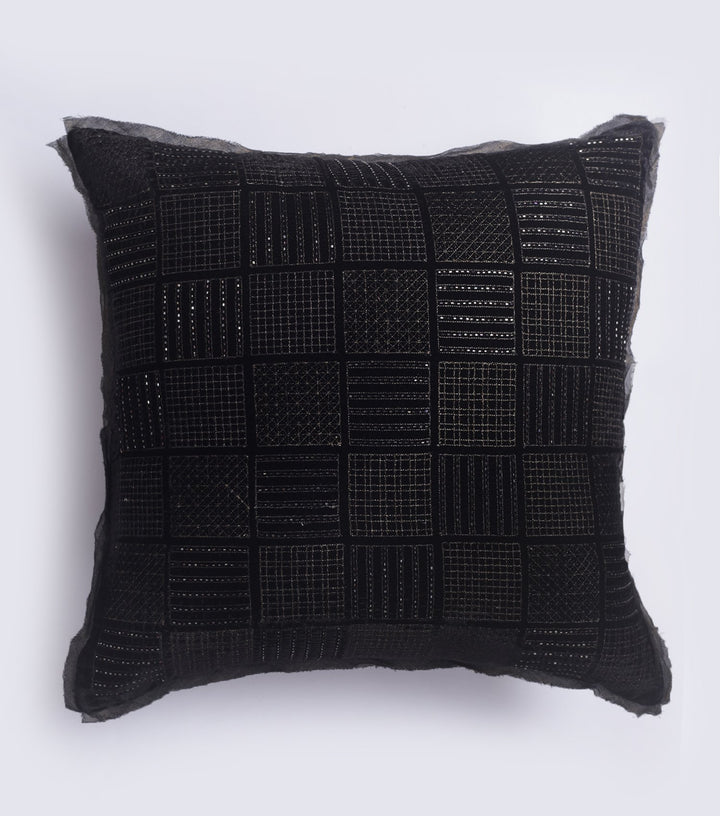 Liner Square Black Velvet Cushion Cover