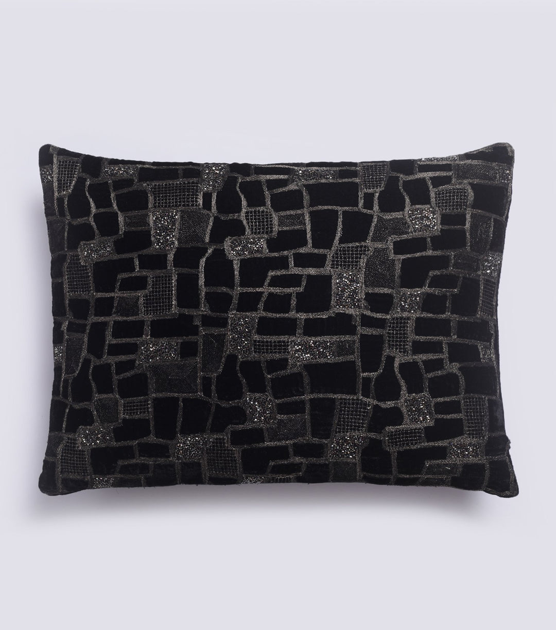 Maze Black Velvet Cushion Cover Tulsi Online