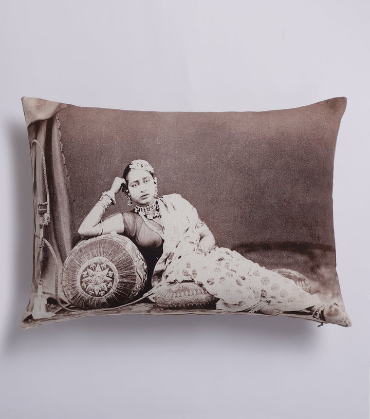 Women Lying Printed Cushion Cover