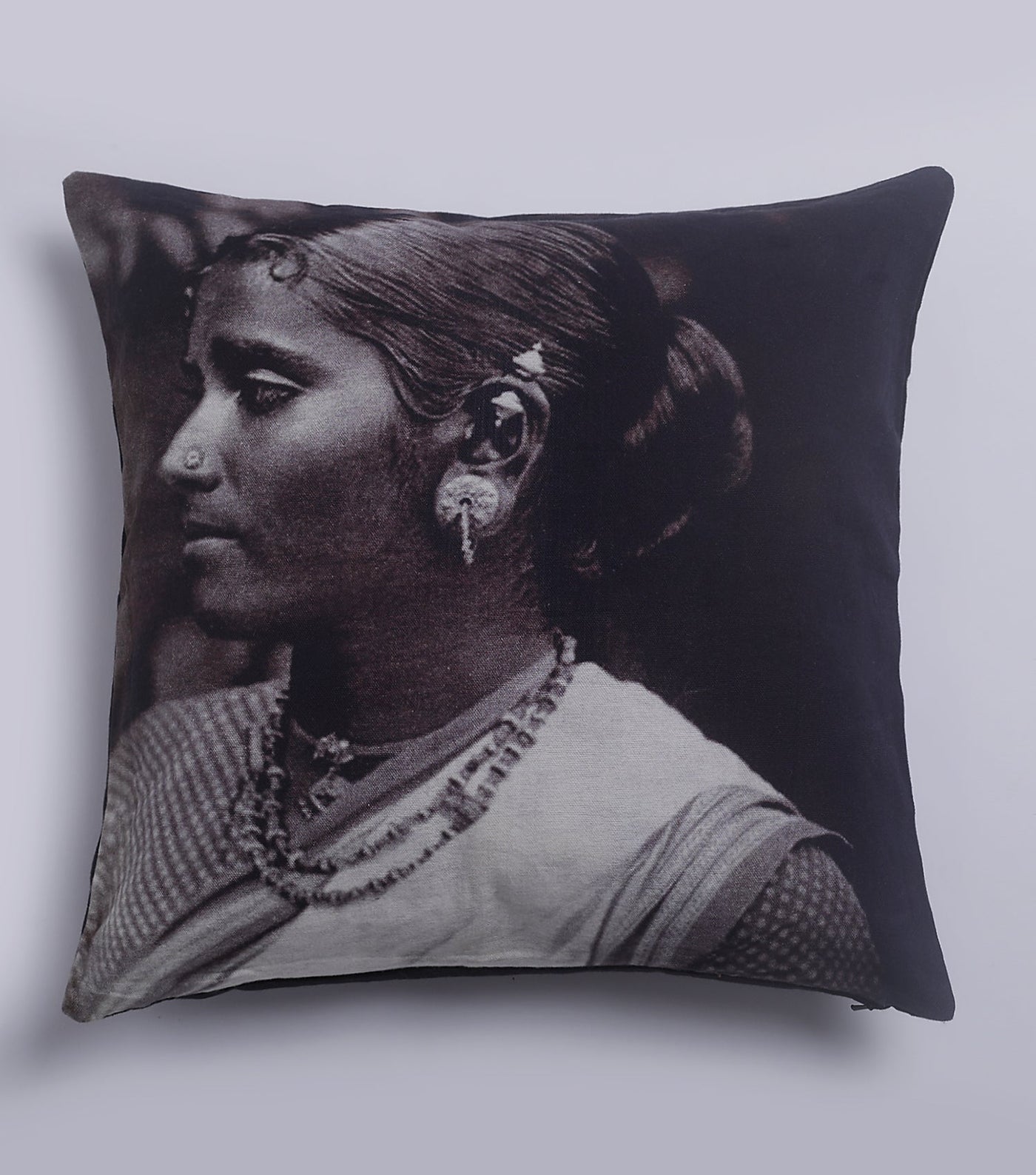 Black Lady Printed Cushion Cover