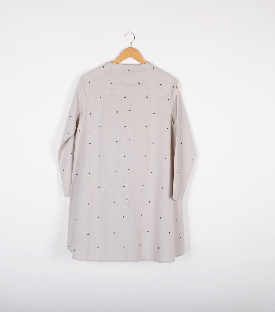 Beige Cotton Printed Shirt Dress