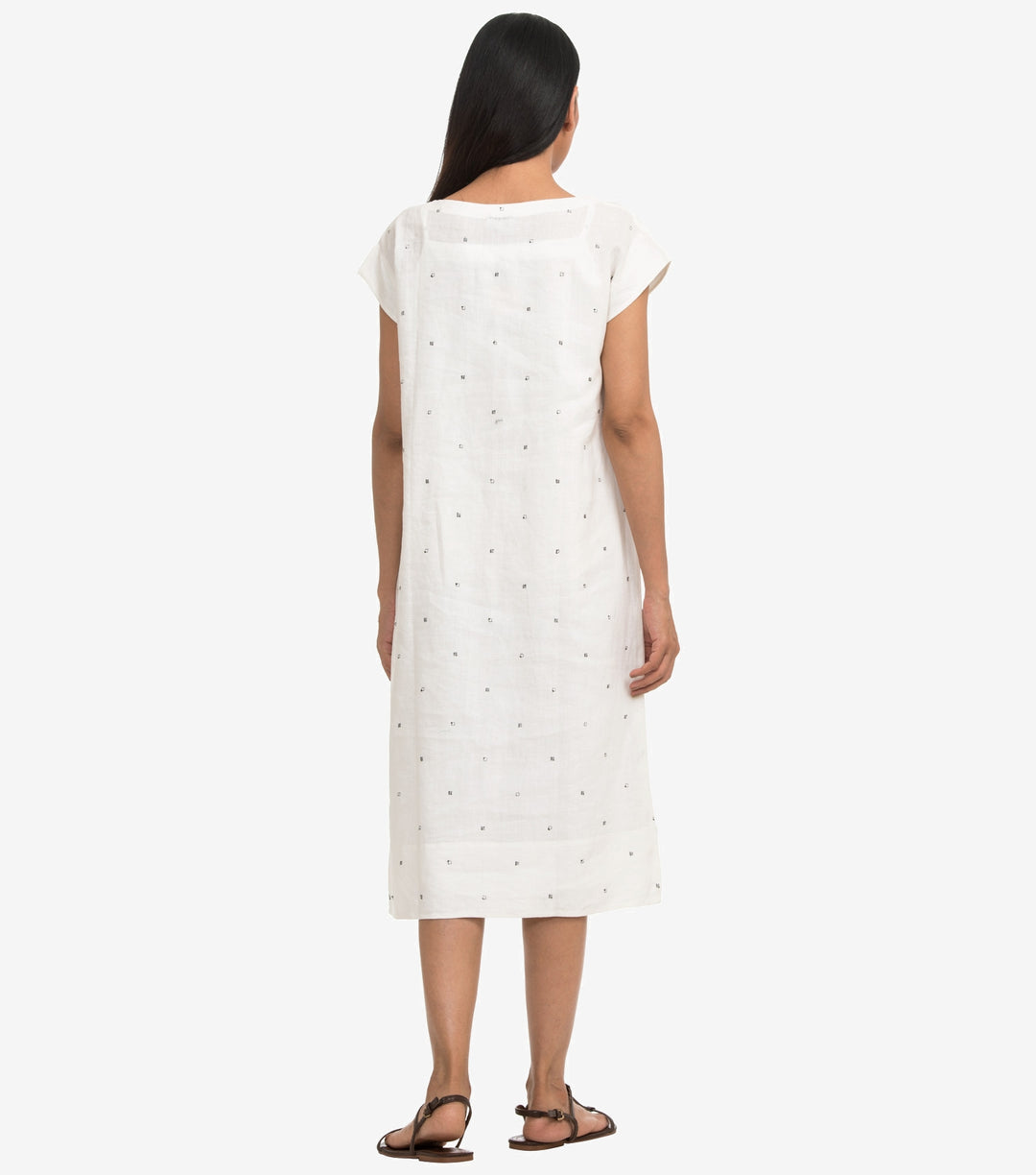 White embroidered linen dress